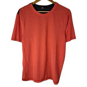 Lululemon Mens Sz L Shirt Gym Active Outdoor Hiking Performance Logo Orange Gray